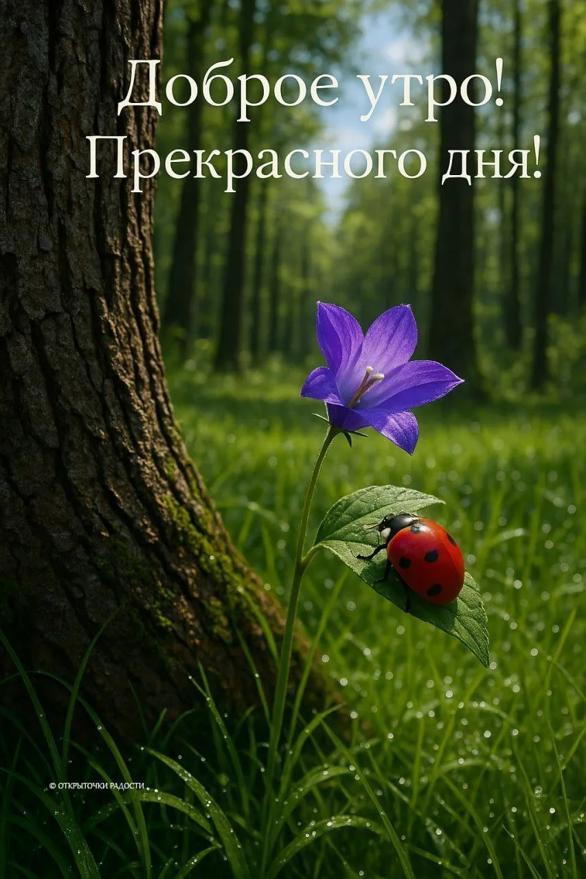 Открытка «Доброе утро с божьей коровкой»