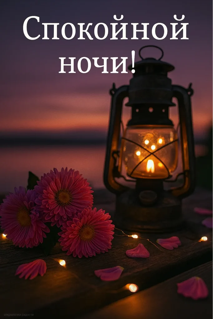 Открытка «Лёгких снов при свете фонаря»
