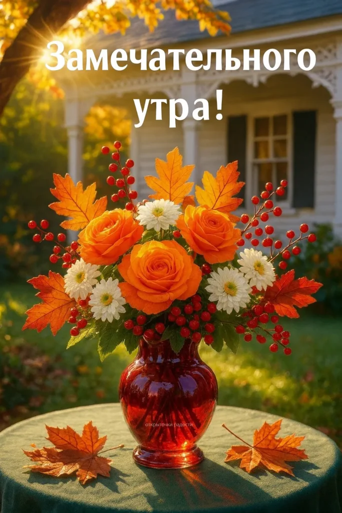 Открытка «Оранжевый букет на рассвете»