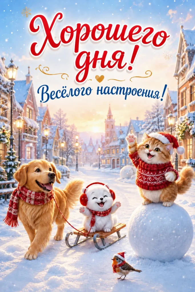 Открытка «Хорошего дня с весёлыми зверятами»