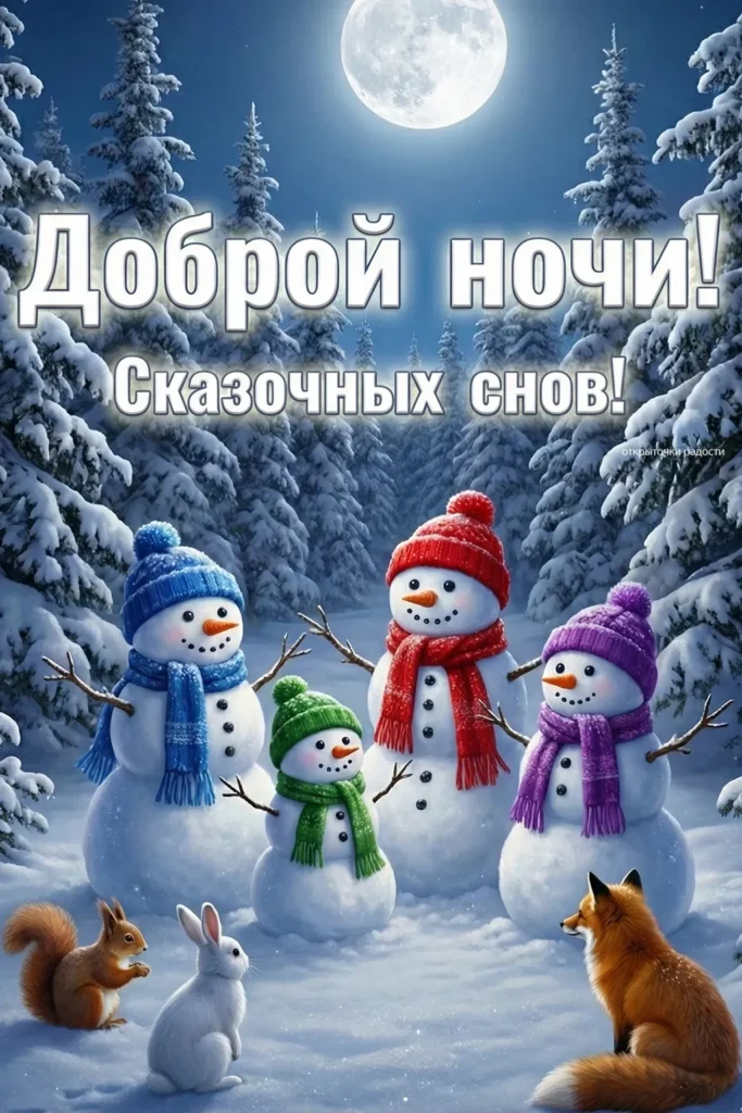 Открытка «Семья снеговиков»