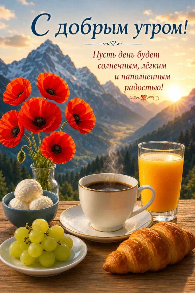 Открытка «Рассвет в горах»
