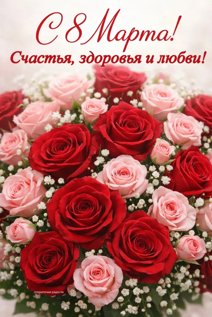 Открытка «Королевский букет к 8 Марта»