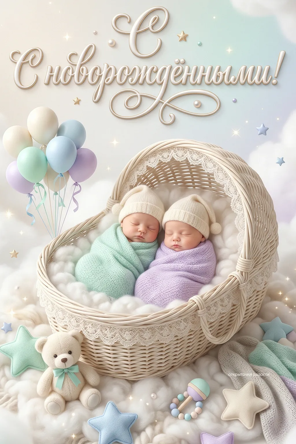 Открытка «С новорожденными!»