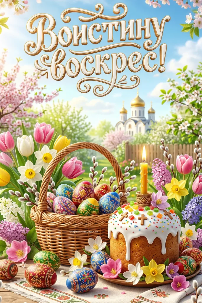 Открытка «Весна и Пасха»