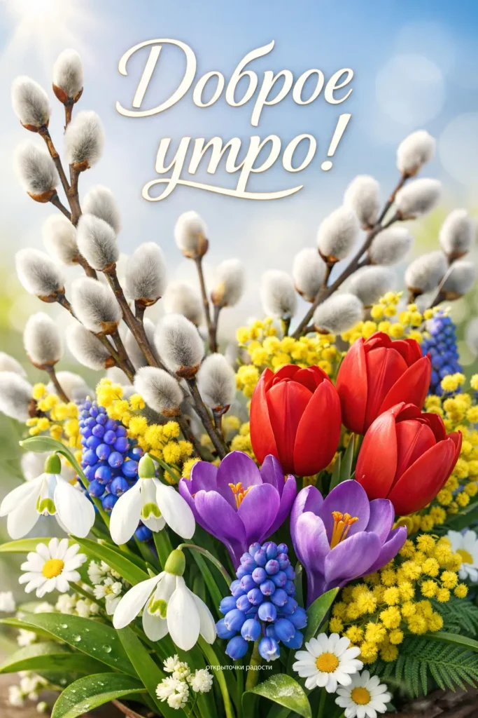 Открытка «Вербное утро»