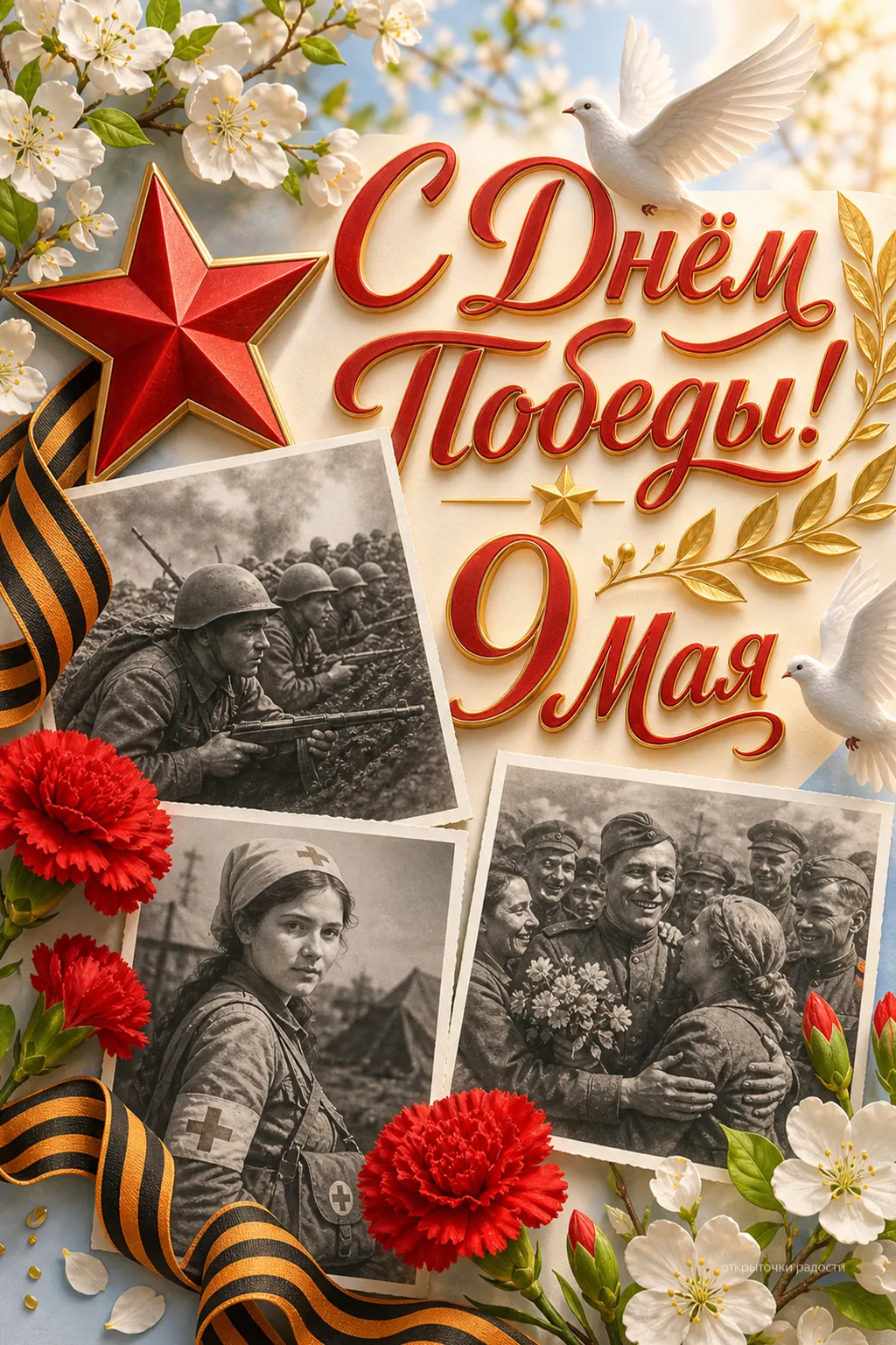 Открытка «Память в черно-белых снимках»