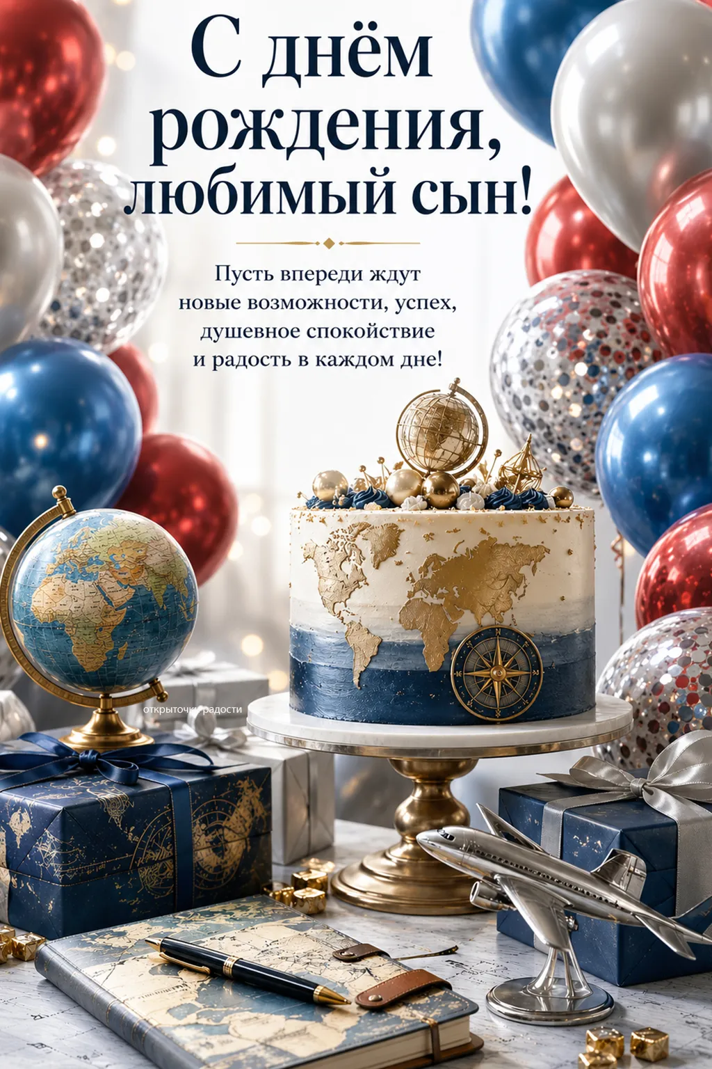 Открытка «Поздравление для сына»
