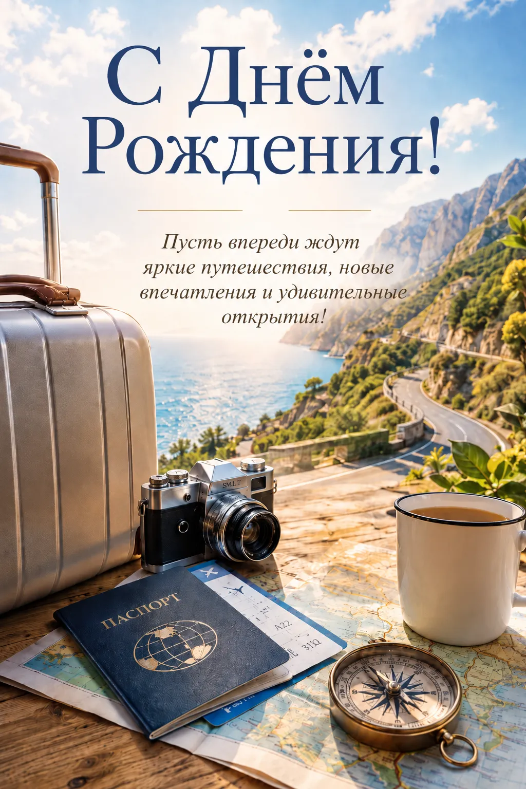 Открытка «С Днём рождения мужчине-путешественнику»