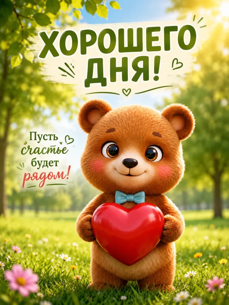 Открытка «Хорошего дня с милым мишкой»
