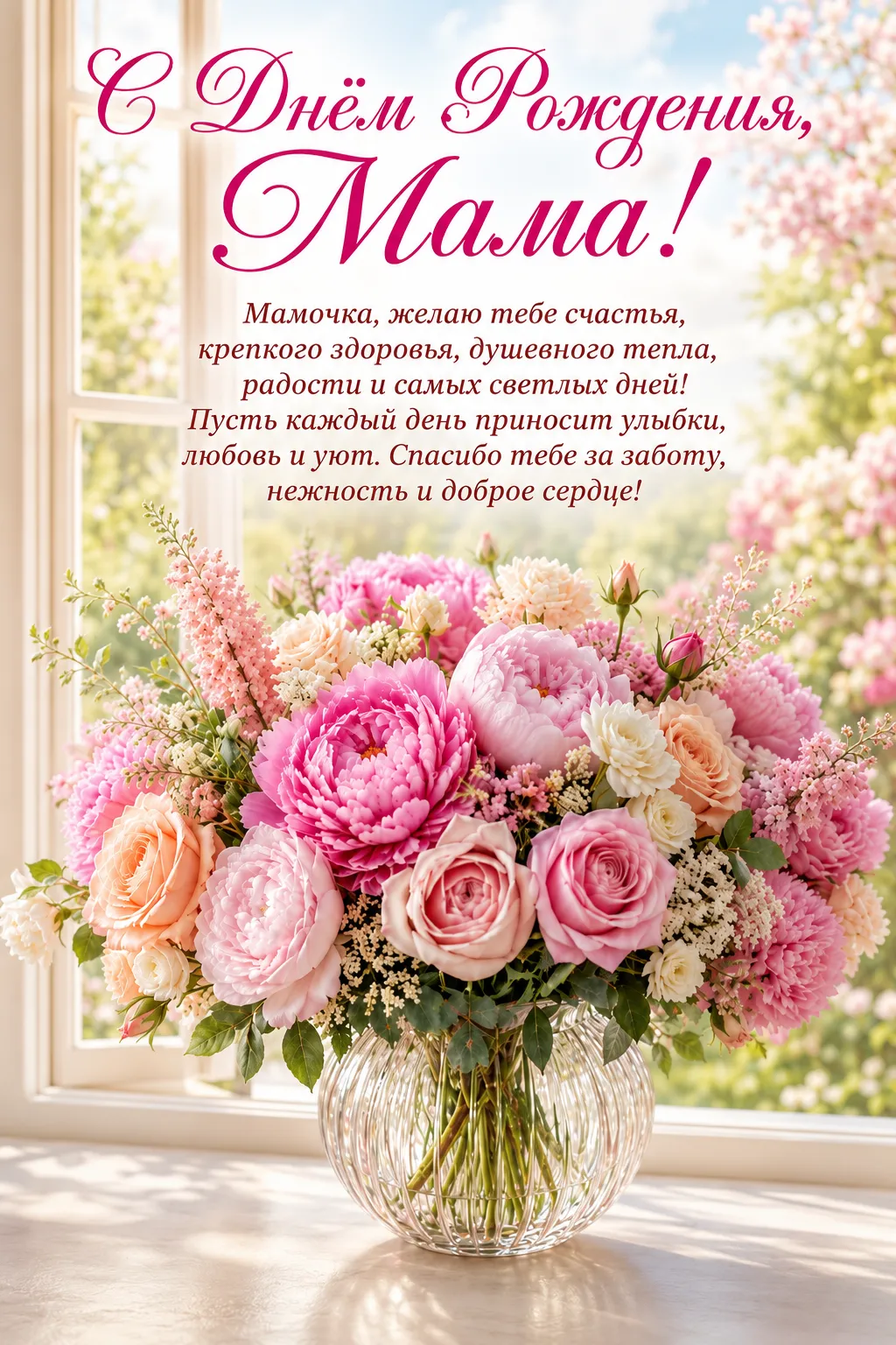 Открытка «С Днём рождения маме»