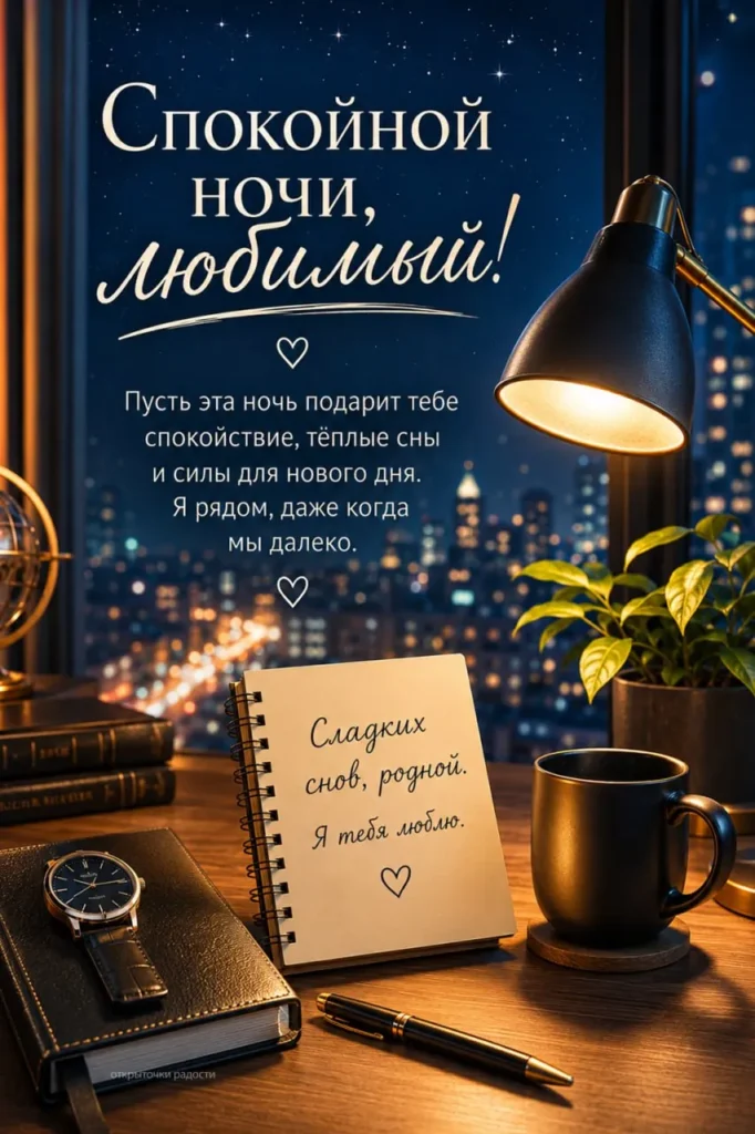 Открытка «Спокойной ночи любимому»