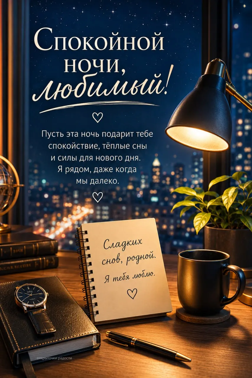Открытка «Спокойной ночи любимому»