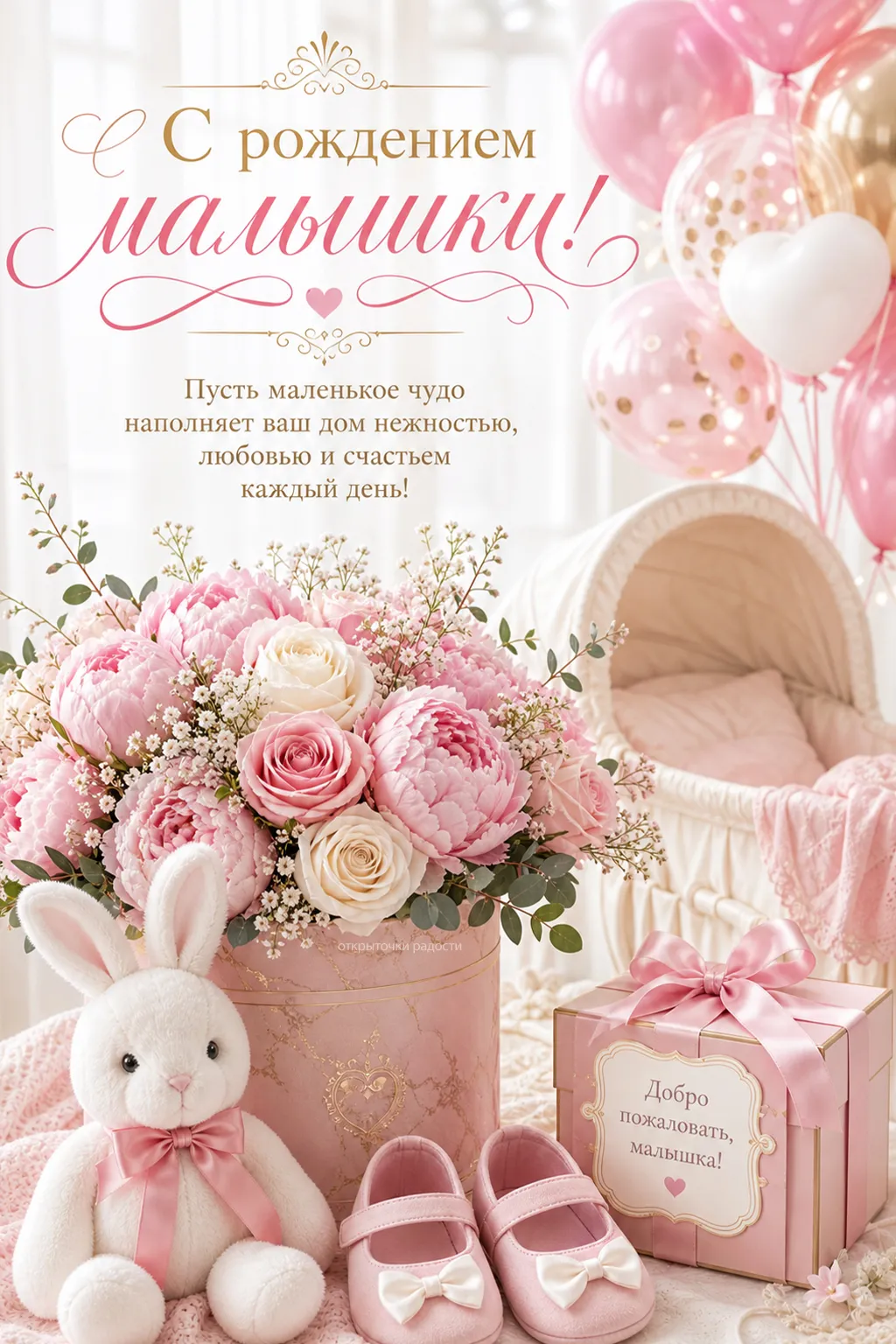 Открытка «С рождением доченьки»