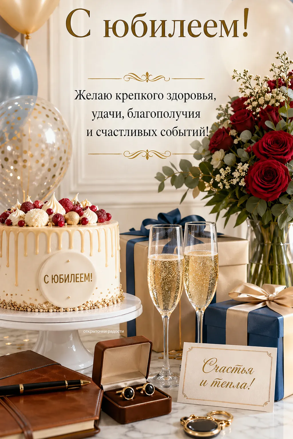 Открытка «С Юбилеем! В кругу роскоши и тепла»