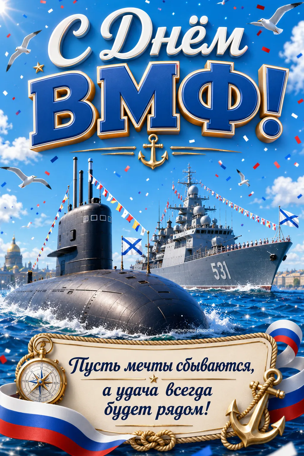 Открытка «С Днём Военно-Морского Флота»