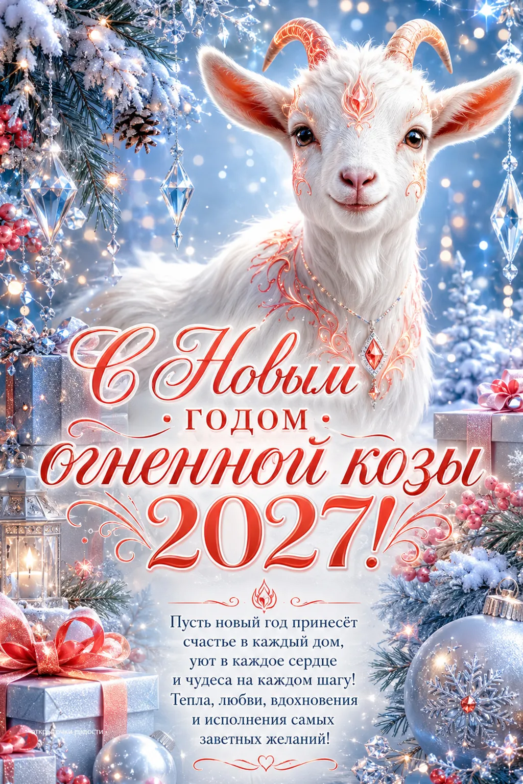 Открытка «Год Огненной Козы»