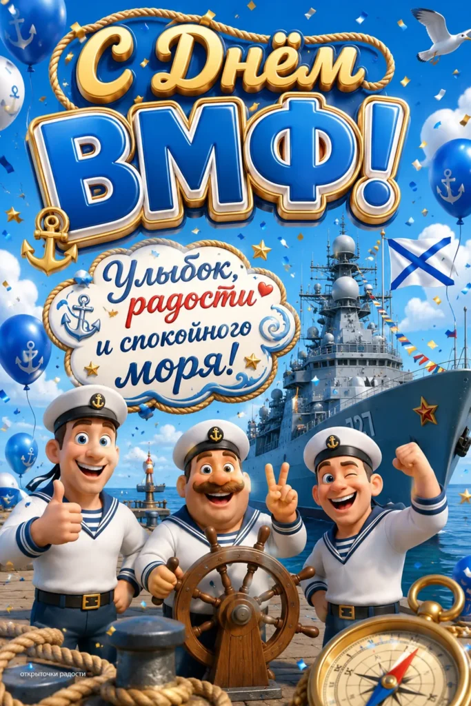 Открытка «Поздравление с Днём ВМФ»