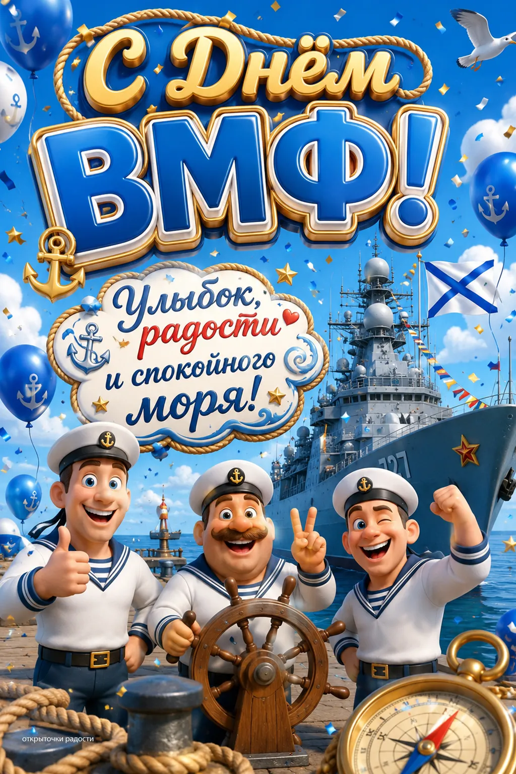 Открытка «Поздравление с Днём ВМФ»