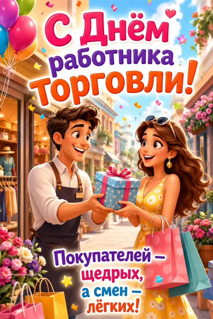 Открытка «С праздником торговли»