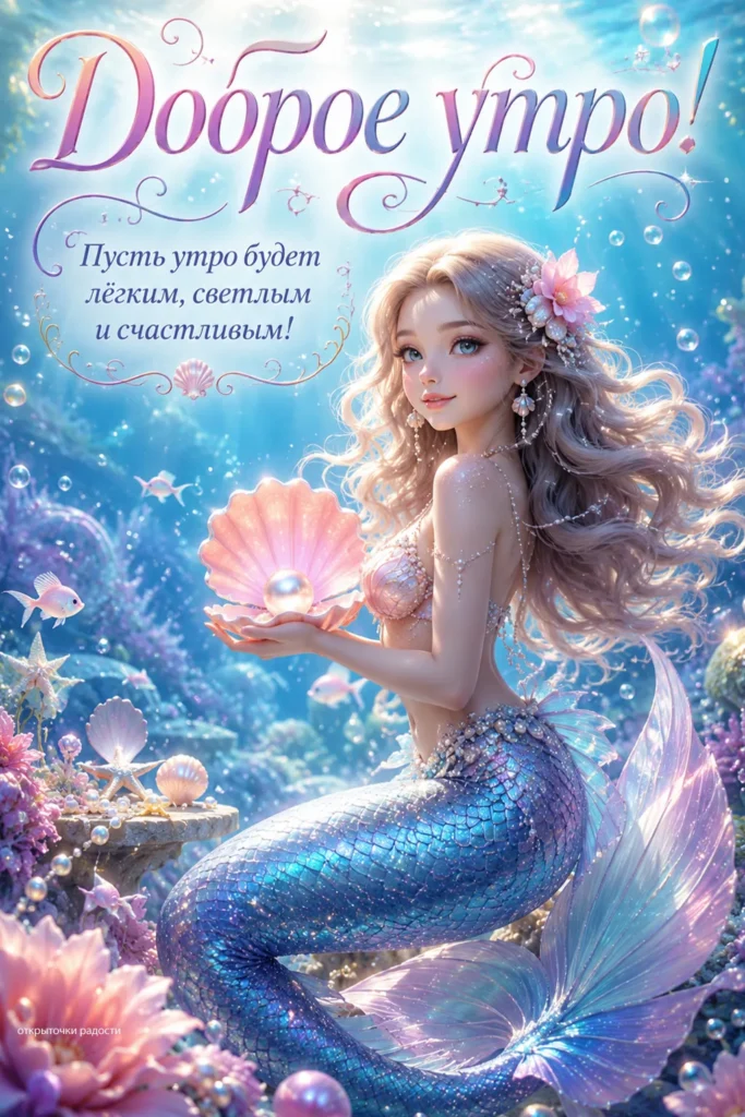 Открытка «Доброе утро с русалочкой»